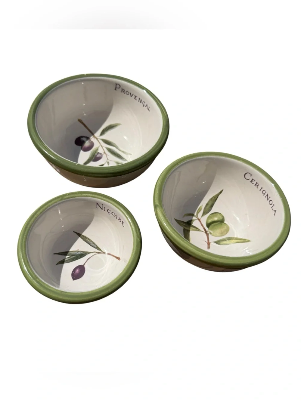 Williams Sonoma Olive Grove Set 3 Snack Bowls Portugal Olive Tuscan Decor VTG